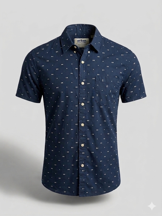 urban pipeline Other - urban pipeline Navy Short-Sleeve Printed Button-Down Shirt Pocket Xlarge